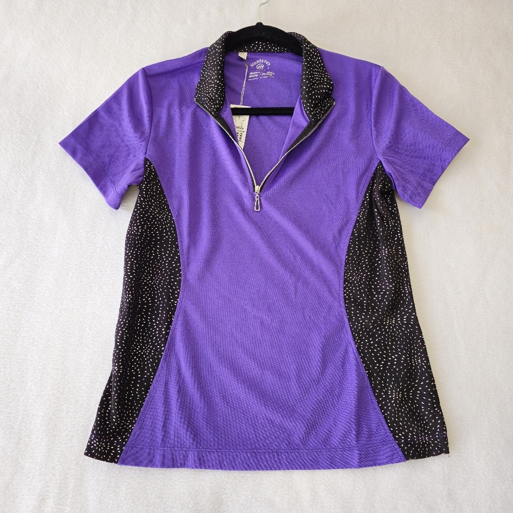 MONTEREY CLUB Purple and Black Women's Golf  Top NWT  Size S